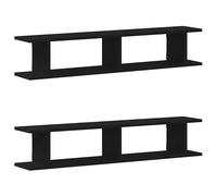 vidaXL Wall Shelves 2 pcs Black Oak 105x18x20 cm Engineered Wood