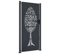 (105 x 180 cm) vidaXL Garden Gate Driveway Gate Fence Gate Fence Anthracite Steel Tree Design