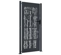 vidaXL Garden Gate Driveway - Anthracite Steel Bamboo Design - 105 x 205 cm - Outdoor Fence Entry