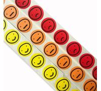 105 x 25mm Round Emoji Stickers - Happy to Sad Face, Autism Feelings Labels Teachers Parents Children (35 Yellow, 35 Orange, 35 Red)