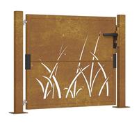 Garden Gate Corten Steel Rusty 110x80cm Laser Cut Lockable 3-Key Adjustable Incl