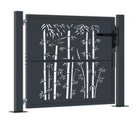 (105 x 80 cm) vidaXL Garden Gate Patio Gate Fence Gate Fence Anthracite Steel Bamboo Design
