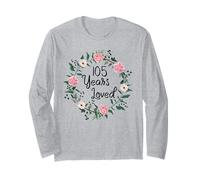 105 Years Loved Men Women Floral 105 Year Old 105th Birthday Long Sleeve T-Shirt