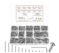 1050 Pcs M3 Screws Kit, M3 Machine Screws and Nuts and Washers Set, Assorted Button Head Socket Cap Screws Nuts and Bolts Assortment Kit, Stainless Steel Metric Screw Assortment, Fully Threaded