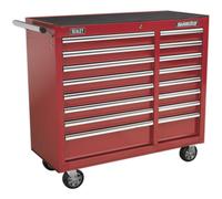 1050 x 465 x 1005mm 16 Drawer RED Portable Tool Chest Locking Mobile Storage Box