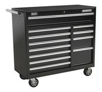 1050 x 465 x 1050mm 12 Drawer BLACK Portable Tool Chest Locking Mobile Storage