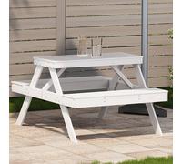 Vidaxl Picnic Table White 105X134X75 Cm Solid Wood Pine