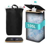 105l Recycling Bins for Kitchen, Large Deposit Bottles Collection Container with Portable Bag Reusable Recycling Bins Recycling Box for Plastic Bottles Glass Bottles Cans(105L 1 Hole 1 Bag