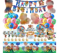 105Pcs Dog Supplies yumcute 105Pcs Dog Supplies Set+Party Ballons, Party Tableware Set, Reusable Birthday Party Paper Plates Cups Napkins and Tablecloth Sets Kids Dog Decorations for 20 Guests
