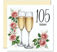 105th Birthday Card for women - Floral Fizz Classy Elegant Birthday Card for 105 Year old Woman Ladies Grandma Nan Mum Aunt Nan Friend Sister Nanny