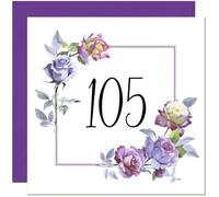 105th Floral Birthday Card - Purple Beautiful Flowers Elegant Birthday Card for 105 Year old