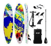 10'6" / 320m Inflatable Stand Up Paddle Board | Inflatable SUP Board Beginner's Surfboard Kit w/Adjustable Paddle | Air Pump w/Pressure Guage | Repair Kit | Premium Leash & Carry Backpack