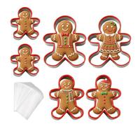 106 Gingerbread Man Cutters, Bread Cutter, Cookie Cutters, Biscuit Cutters with Red Edge,for Valentine's Day, Birthdays, Christmas Biscuit Shapes(9cm,11cm,14cm)