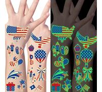 106 Packs 4th of July Decorations, 4th of July Glow in the Dark Tattoos, Multiple Styles Fourth of July Tattoos, Red White and Blue Decor Suitable for Patriotic Accessories Independence Day Supplies