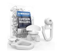 106 x Curtain Hooks & Rollers for Rail Systems - 100 x Gliders & 6 x Stoppers - Plastic Rollers for Curtain Rail - Curtain Hooks with Roller Gliders for Ruffle Tape, 8 mm, White