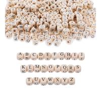 1060pcs Wood Letter Beads for Bracelets 10mm Natural Square Wooden Beads A-Z Sorted Wooden Loose Letter Beads Cube Beads Letter Beads Bulk for Jewelry Bracelet Making