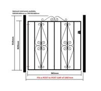 Stirling Scroll Low Flat Top Single Gate, Fits Gap - W1067 x H914 mm Burbage Iron Craft Black One Size