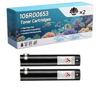 106R00653 Toner Cartridges Compatible for Xerox Phaser 7750DXF 7760VGX EX7750 Printers, High-Definition Printing Effect with Chip, 42000 Pages (2 Pack Black)