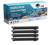 106R01436 Toner Cartridges Compatible for Xerox Phaser 7500 7500DN 7500DNZ Printers, High-Definition Printing Effect with Chip, 29800 Pages (4 Pack Black)