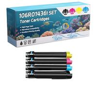 106R01436 Toner Cartridges Compatible for Xerox Phaser 7500DX 7500DT 7500N Printers, High-Definition Printing Effect with Chip, 29800 Pages (4-Pack BK/C/M/Y)