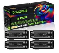 106R03896 Compatible for Xerox Toner Cartridge with Chip VersaLInk C600 C600DN C600N C605 C605X Printers (4 Pack Black)