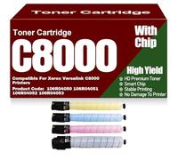 106R04050 106R04051 106R04052 106R04053 Toner Cartridges C8000 Black Yellow Magenta Cyan Color Toner High Yield Compatible for Xerox Versalink C8000 Printers,4Pack-C8000