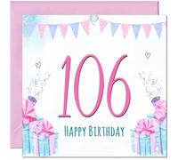 106th Womens Birthday Card for Ladies Shabby Chic Birthday Card for 106 Year old Woman Ladies Grandma Nan Mum Aunt Nan Friend Sister Nanny
