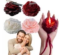107.6°F 4 Pcs Low Temperature Candles,Massage Candles for Wax Play, Wine Red Rose Flower Shaped Scented Candles,2024 Adult Low Heat Body Safe Candles Wax Play, for Couples Date Night (C)