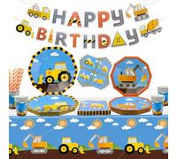 107 Pack Construction Birthday Party Supplies Dump Truck Construction Decorations Construction Party Plates Construction Birthday Tablecloth Cups Napkins Serves 20