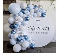 107 Pcs Blue White Silver Balloon Arch Kit Garland Balloons Decorations Birthday Baby Shower Christening, Engagement Wedding Balloons Backdrop Props.