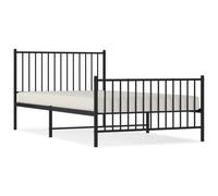 (107 x 203 cm, with headboard & footboard) vidaXL Metal Bed Frame with Headboard Bedroom Metal Platform Bed Base Bedstead