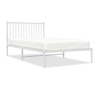 vidaXL Metal Bed Frame with Headboard White 107x203 cm (350927), White