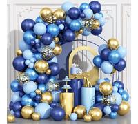 107pcs Blue Balloon Arch Kit - Navy Blue & Gold Balloons with Metallic Confetti, Perfect for Boy's Birthday, Men's Party, Baby Shower, Wedding & Graduation Decoration