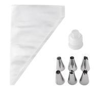 107pcs Piping Bag and Nozzles Set with Coupler, Disposable Pastry Bag, 100pcs Thick Icing Piping Bags, 6pcs Nozzles and 1pcs Coupler for Cake Cupcake Dessert Cookies Decoration(Color:Clear)