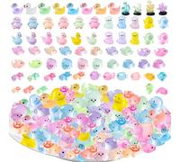 107Pcs Xerteam Resin Animals, 14 Styles Cute Mini Resin Animals, Mini Animals Include Sea Animals, Ducks, Turtles, Fat Fish, Corals, Penguins, Swans and So on, 107 Pcs Miniature Ornaments