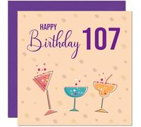 107th Birthday Card for Women - Cocktails - Any Age ladies Birthday Card for 107 Year old