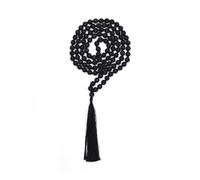 108 Beads Basalt Black Lava Rock Mala Necklace for Meditation, Yoga, Prayer, Reiki & Spiritual Healing - Handcrafted 8mm Natural Gemstone Japa Mala for Grounding and Spiritual Protection
