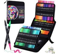 108 Colours Dual Tip Colouring Brush Felt Tip Pens, Pens for Adult Adults and Kids Colouring Books Calligraphy Drawing Painting Sketching Highlighting Dual Brush Marker Pens