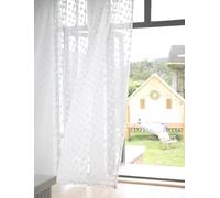 108-Inch Long White Set of 2 Grommet Living Room Drapes Sheer Gauze with Teardrop EmbroideryWindow Treatment for Privacy and Sle