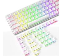 108 Key Double Shot PBT Pudding Keycaps with Translucent Layer Keycap Puller for Standard Full 104Key Compact 61Key/68Key/87Key/96Key Mechanical Keyboard MX Switch DIY Keycap(White Keycap)