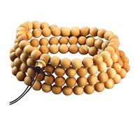 108 Mala Bead Bracelet 8mm Natural Wooden Bead Prayer Meditation Tibetan Buddhist Rosary Necklace Women Men Bracelet, no gemstone