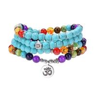 108 Mala Multi-layer Bracelets Or Necklace Seven Chakras Yoga Om Life Tree Lotus Pendant Bracelet