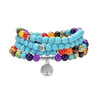 108 Mala Multi-layer Bracelets Or Necklace Seven Chakras Yoga Om Life Tree Lotus Pendant Bracelet