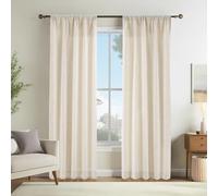 108" Natural Linen Curtains for Living Room & Bedroom Unlined Light Filtering Drapes with Rod Pocket & Back Tab Rustic Sand Beige (50" W x 108" 1 Panel)