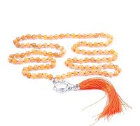 108 Natural Round Amazonite Long Tassel Necklace 6mm Maranam Jewelry Stone Chakra Ethnic Hand Knot Jewelry,Pink Aventurine