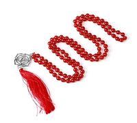 108 Natural Round Amazonite Long Tassel Necklace 6mm Maranam Jewelry Stone Chakra Ethnic Hand Knot Jewelry,Red Agate