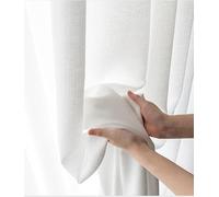 108" Panel Set of 2 - Grommet Top Solid White Linen Look - Perfect for Living Room Bedroom Privacy & Light Blocking - Slish andHome Decor