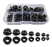 108 Pcs Black Serrated Flange Hex Lock Nuts Kit Self-Locking Threaded Nuts for Bolts and Machinery M3/M4/M5/M6/M8/M10/M12