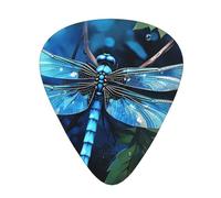108 Pcs Guitar Picks Bulk 3 Different Thickness Personalized Guitar Plectrums With Storage Box Art Blue Dragonfly Guitar Accessories For Bass Electric Guitar Acoustic Guitar Lovers