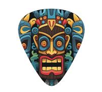 108 Pcs Guitar Picks Bulk 3 Different Thickness Personalized Guitar Plectrums With Storage Box Colorful Tiki Mask Pattern Guitar Accessories For Bass Electric Guitar Acoustic Guitar Lovers